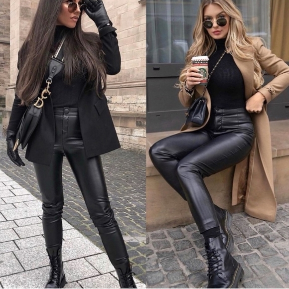 Zara Pants - Zara Faux Leather Black Skinny High Waisted Leggings